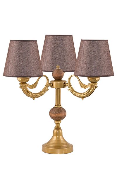 DEDE Triple Candlestick Table Lamp with Brown Hat - Antique Lampshade