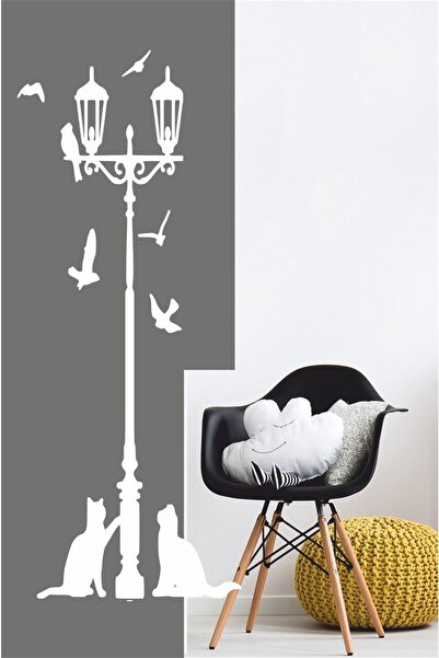 EYBA STİCKER Αυτοκόλλητο τοίχου Street Light Birds And Cats - Αυτοκόλλητο σπι...