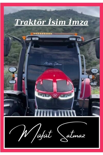 EYBA STİCKER Isim Imza Traktör 40 Cm 1 Adet Beyaz Araba Sticker
