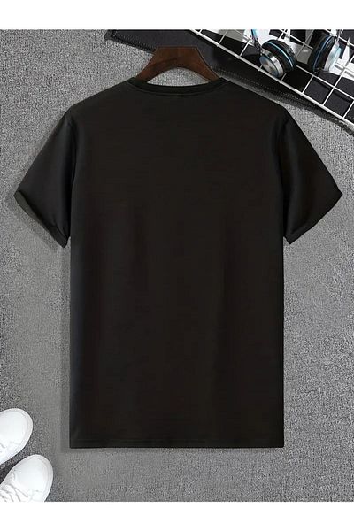 QUEENSTOWN Μαύρο μπλουζάκι με στάμπα Basic Oversize - strup 00000056