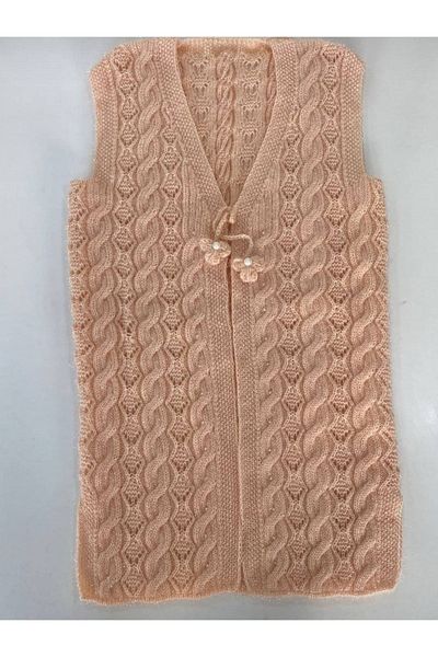 Ebrar Çeyiz Powder Color Alize Angora Special Machine Knitted Vest Models