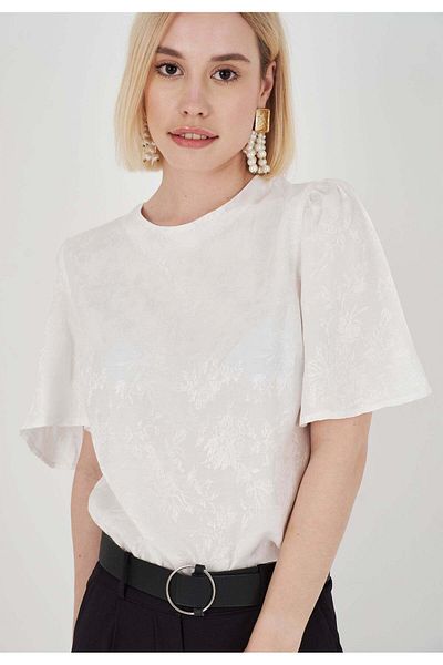 Herita Bestickte weiße Bluse