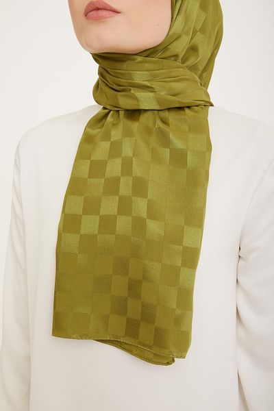 Armine Acid Green Square Detailed Diamond Shawl 2 - New Season