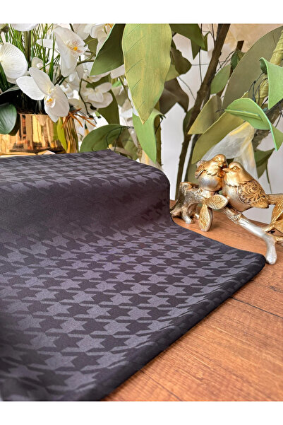 Organic Scarfs Anthracite Houndstooth Patterned Cotton Silky Shawl - 44895