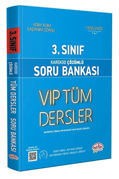 Editör Yayınevi 3. Sınıf VIP Tüm Dersler Soru Bankası Mavi Kitap - Karekod Çö...