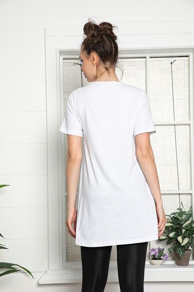 MyBen Kadın Beyaz Renkli Kısa Kol Pamuklu Bisiklet Yaka Penye Tunik-içlik Slm01