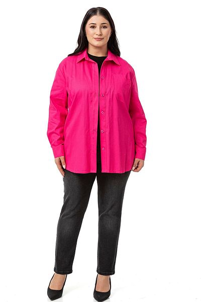 DISENTIS MODEST Μπουφάν φούξια Gabardine - Πουκάμισο Plus Size, Pocket Detailed