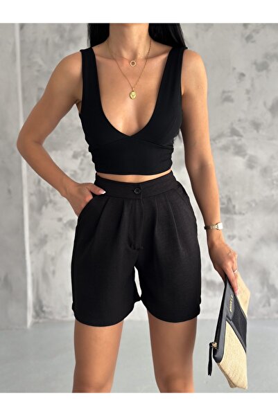 winmoda Kadın Şehir Boy Keten Şort