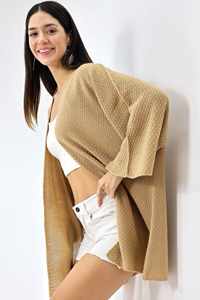 Devinka Cardigan Poncho de sezon pentru femei, maro deschis