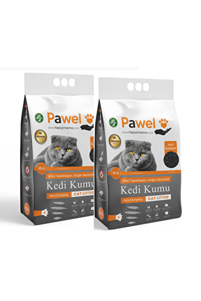 Pawel Aktif Karbolu Topaklanan Bentonit Kedi Kumu 10L x 2
