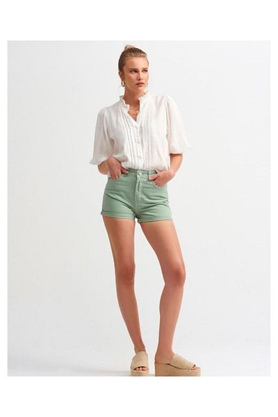 BEŞİR GİYİM Beşir Giyim Women's Rib Detailed Balloon Sleeve Shirt-Ecru-5807