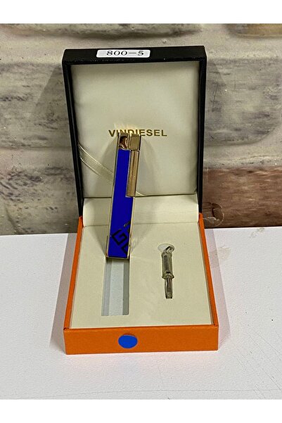 Vindiesel Mavi Renk Desenli Gazlı İnce Model  Kişiye Özel Çakmak