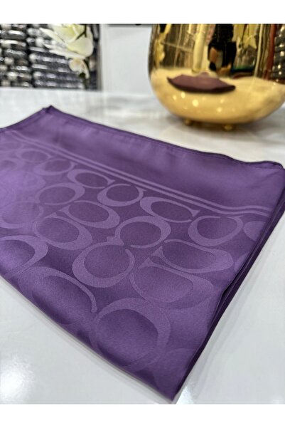 Organic Scarfs Coach Pamuk İpeksi Jakar Şal - Mürdüm