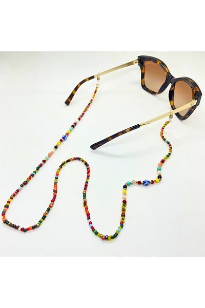 AR Colorful Evil Eye Bead Detailed String Glasses
