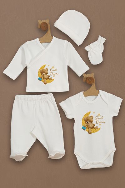 Homamia Set of 5 100% Organic Hospital Exit Bear on the Moon
