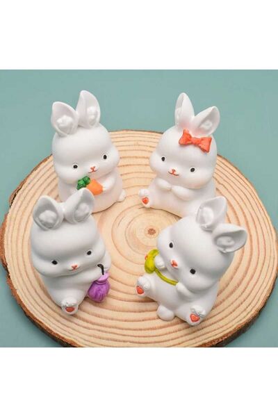 Himi Pasta Süsleri 4'lü Tavşan Maket Kürdanlı Cupcake Pasta Süsü Doğum Günü S...