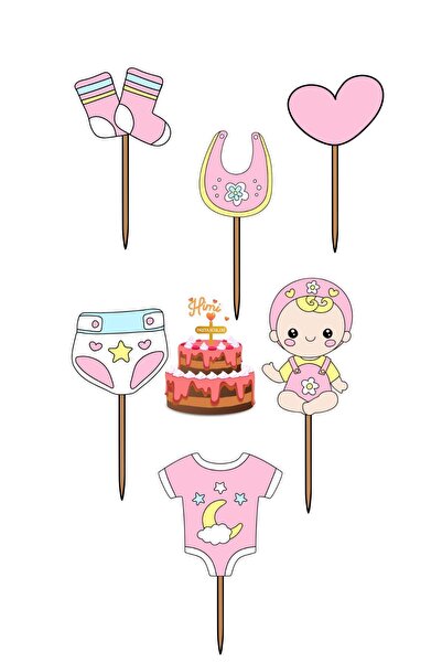 Himi Pasta Süsleri Baby Shower Birthday Girl Boy Model Cake Toothpick Cake Or...