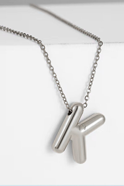 Sortie Aksesuar Balloon K Letter Necklace - Design and Silver Color