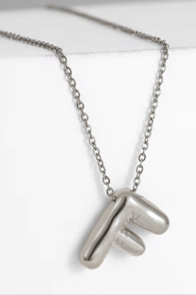 Sortie Aksesuar Balloon F Letter Necklace - Silver Color Design