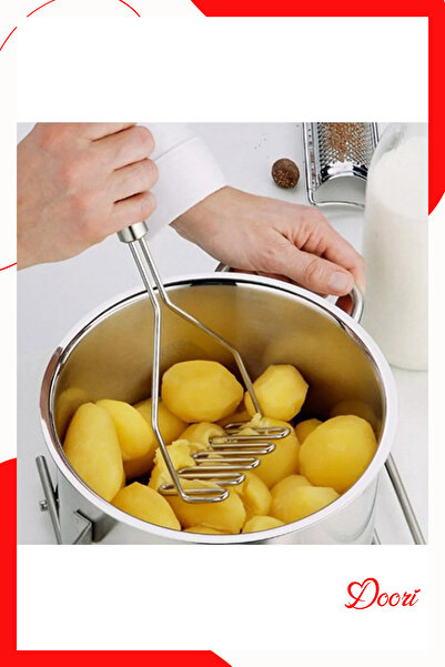 Doori هراسة بطاطس عملية فاخرة من المعدن المقاوم للصدأ مقاس 24 سم| هراسة البطا...