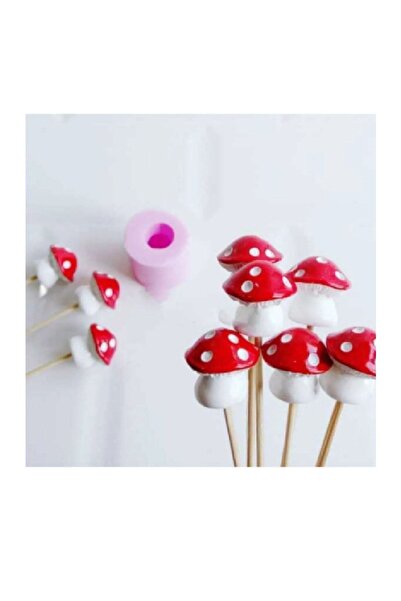 Himi Pasta Süsleri 6'lı Mantar Maket Kürdanlı Cupcake Pasta Süsü Doğum Günü S...