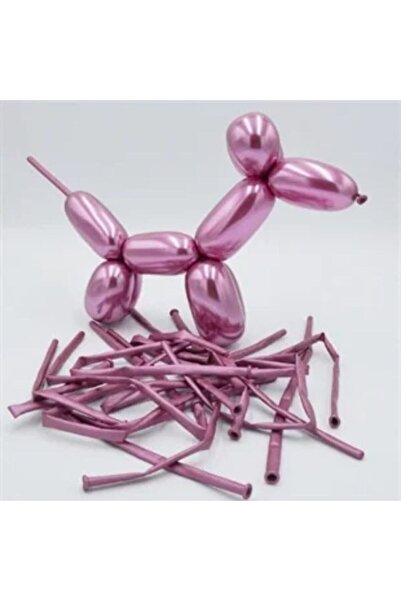 parti sürprizi Krom Pembe Renk Sosis Balon 12 Adet