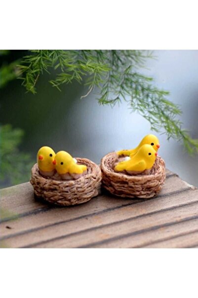 Himi Pasta Süsleri 2 Adet Yuvalı Kuşlar Minyatür Figür Karakter Oyuncakları E...