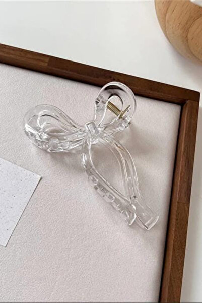 Alyeska Saç Aksesuarları Kadın Şeffaf Büyük Boy Fiyonk Mandal Toka (11CM)