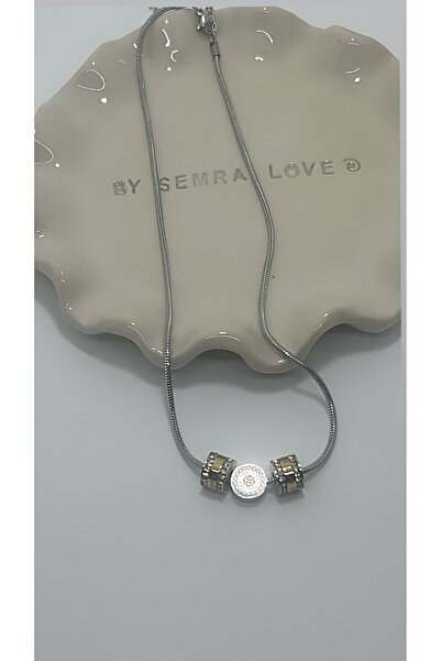 By Semra Pandora Model Zirkon Taşlı Charm Çelik Kolye