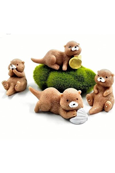 4-Piece Beaver Terrarium Object Miniature Object Terrarium Accessory Terrarium Ornament