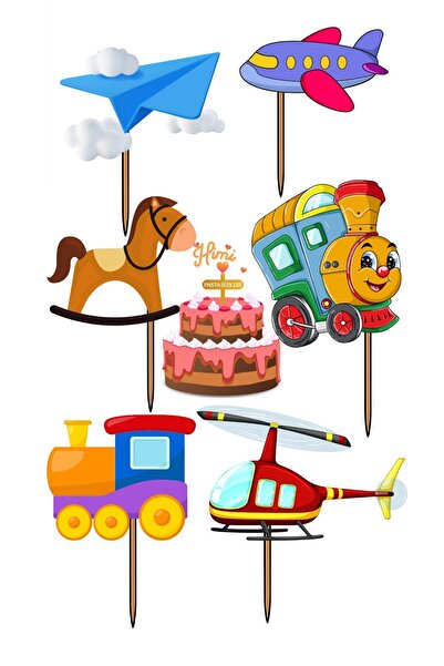 Himi Pasta Süsleri Uçak Tren At Oyuncak Doğum Günü Pasta Süsleri Kız Erkek Ço...