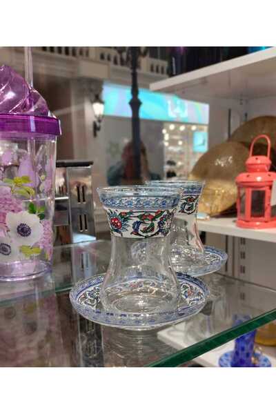 Paşabahçe طقم مكون من كوبين شاي وقطعتين - طقم كوب شاي