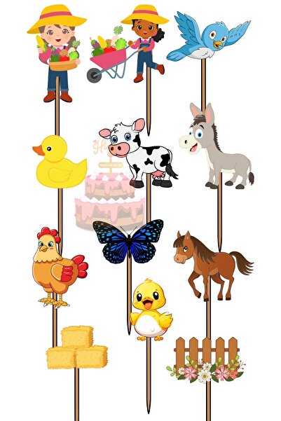 Himi Pasta Süsleri Çiftlik Hayvanları Doğum Günü Kız Erkek Çocuk Maket Pasta ...