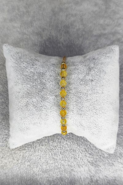 NehirTaş Steel Plated Non-Tarnish Flexible Citrine Stone Natural Stone Bracelet