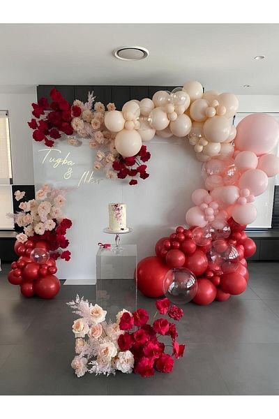 Parti Setim My Party Set^^ Deep Red* Macaron Pink* Milk Coffee 100 Balloon Set