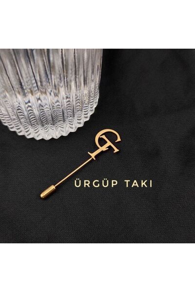 ÜRGÜP TAKI Gümüş Kişiye Özel iç içe harfler yaka iğnesi