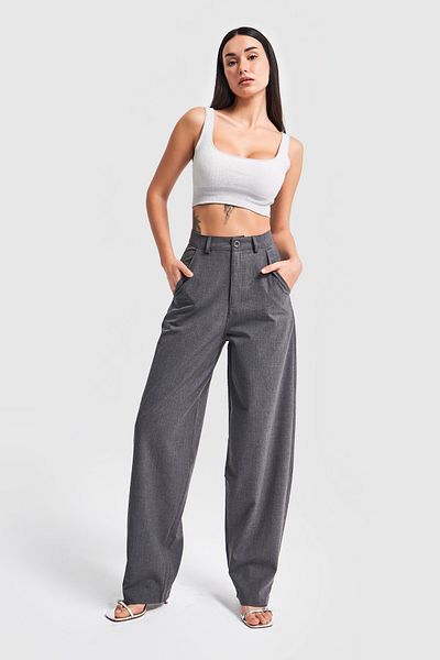 its basic Women's Anthracite Color Skater Fit Loose Cut Trousers
