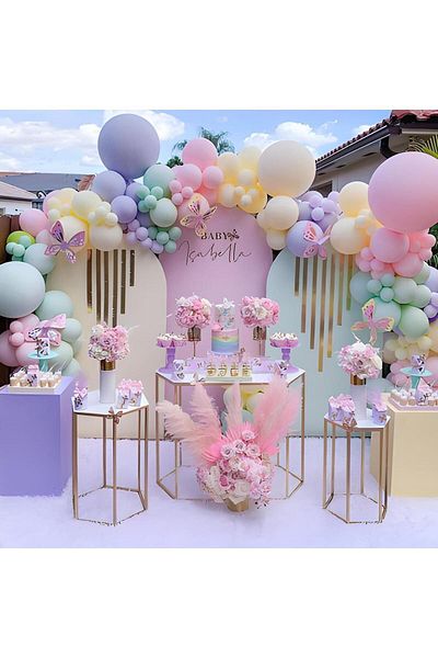Parti Setim My Party Set^^ Macaron Green* Macaron Pink* Macaron Lilac* Macaron Yellow 100 Balloon Set