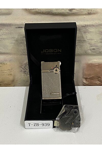 Jobon Çift Ateşlemeli Gaz Açıp Kapatmalı Gri Renk Kişiye Özel Çakmak