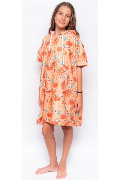 MEYHOME Hooded Beach Towel for Kids - Octopus Printed Poncho