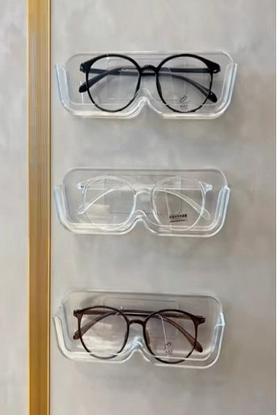 Tor Store Transparent Plexi Glasses Stand - Self-Adhesive, Suitable for All Models (17x6x3 Cm)