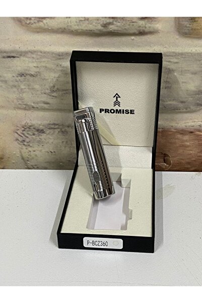 PROMISE Gaz Göstergeli Üçlü Ateşlemeli Gümüş Gri Renk Kişiye Özel Çakmak