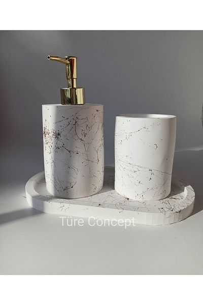 Ture Concept Gold&gold Patterned Bathroom Set