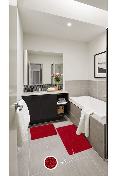 Pratixstore 2-Piece Curly Design Bath Mat - Non-Slip Shower, Sink and Wet Floor Set (90X60 60X40)