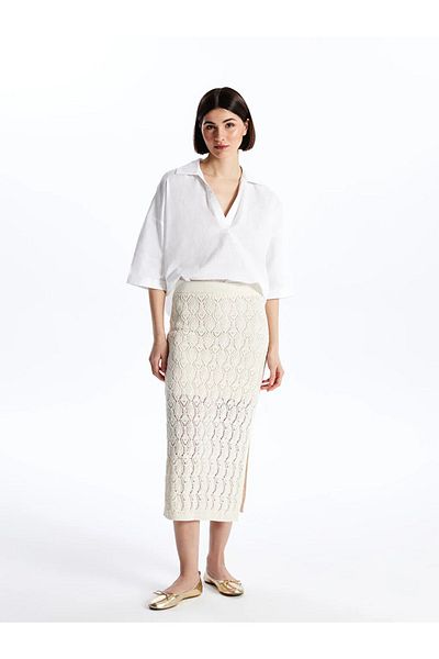 LC Waikiki LCW Vision Elastic Waist Self Patterned Women's Knitwear Skirt Skirt