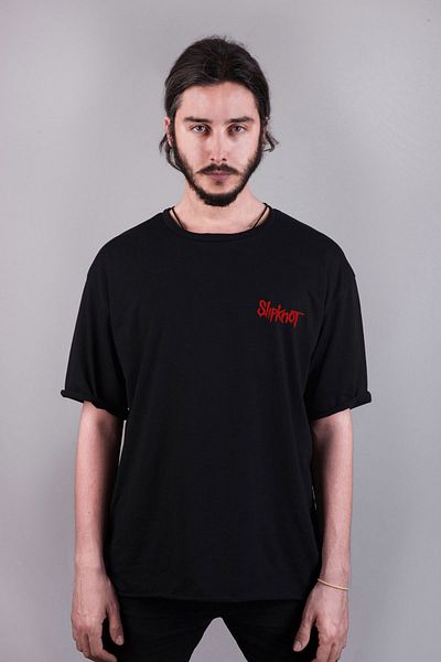 Darkia Slipknot Band Printed - Двустранна черна тениска с голям размер