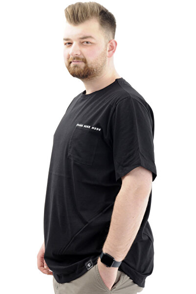 ModeXL Памучна тениска с кръгло деколте в голям размер - Mode XL CHANGE U24050 Черна