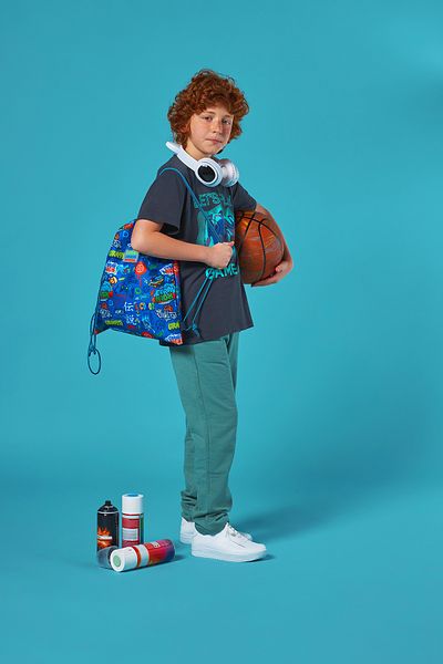 Coral High Saks Graffiti Patterned 12651 Model Drawstring Drawstring Backpack for Kids