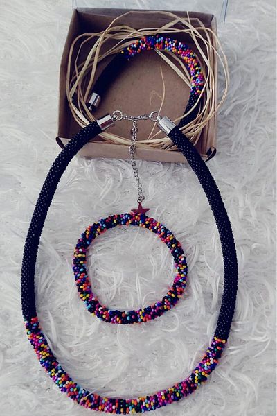 EREN Handmade Prison Work Bead Necklace and Bracelet Set