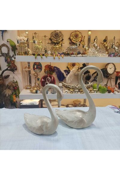 Gold home design 2'li dekoratif kuğu biblo